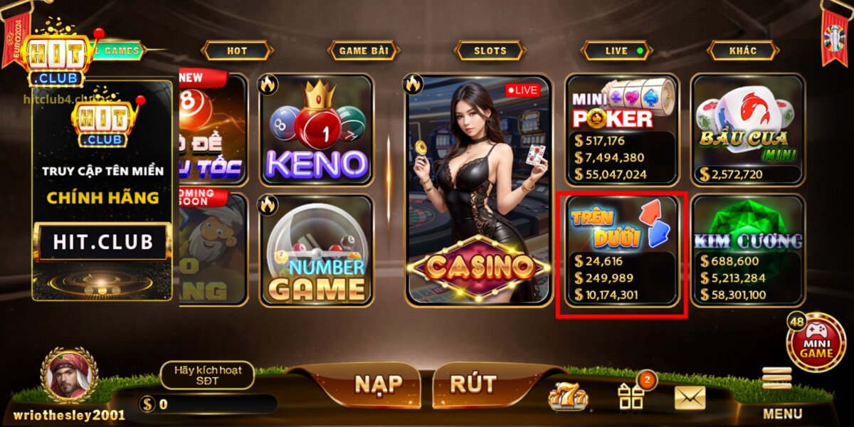 Game Trên Dưới siêu hot tại Hitclub