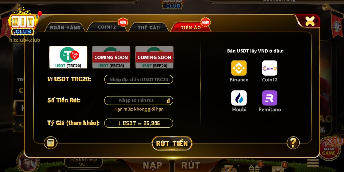 Nạp rút bằng tiền ảo là phương pháp nhanh chóng và hiệu quả nhất